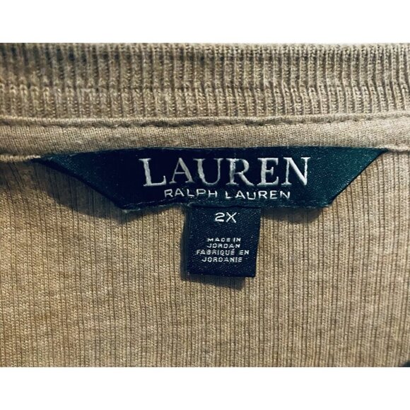 Ralph Lauren Top Womens 2X Brown Ribbed Quarter Zip Long Sleeve Loungewear - Picture 4 of 6